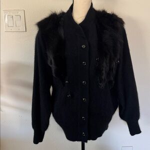 Cavalini Vintage Angora rabbit fur around the shoulder sweater size L